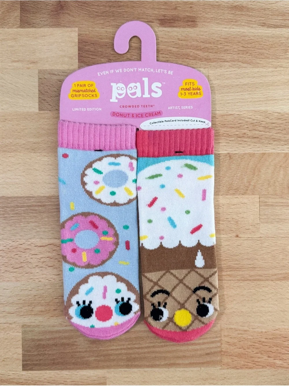Pals Socks Kids' Mismatched Grip Socks - Donuts and Ice Cream